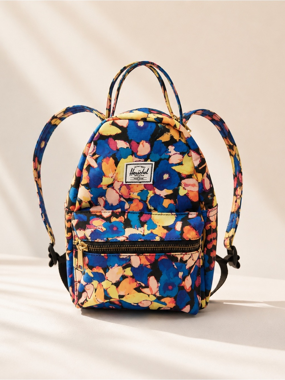 Herschel Y2K Mini Floral Backpack Multicolor Abstract Print Gold Hardware Indie